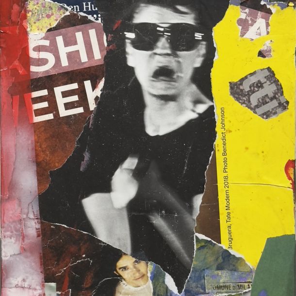 ROBERTO SCALA (1968) After Much, 2021 Acrilico e collage su tela Cm 45x35 Firma al fronte Firma, titolo, datazione e tecnica al retro Autentica dell’Artista su fotografia