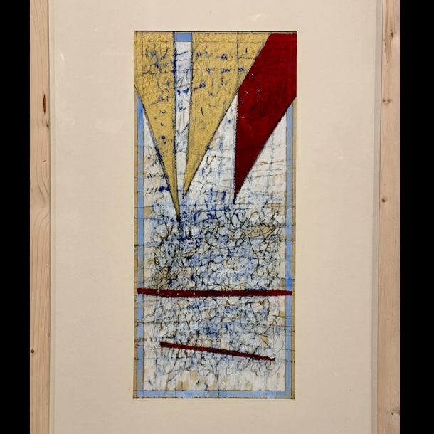 Opera di Luigi Paoletti carboncino e olio su carta cm 23,5 x 54 facente parte di un dittico