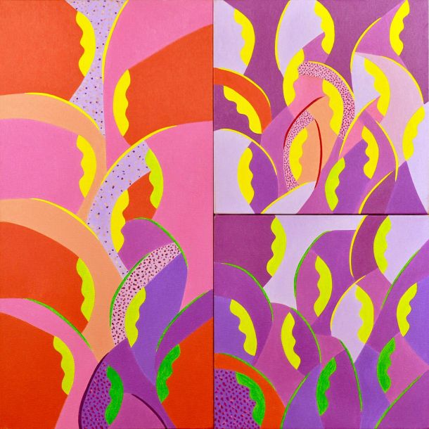 Bruno Gorgone Galassia viola, 2024.  Olio su tela (insieme), cm 40 x40 Titolo, data e firma al retro