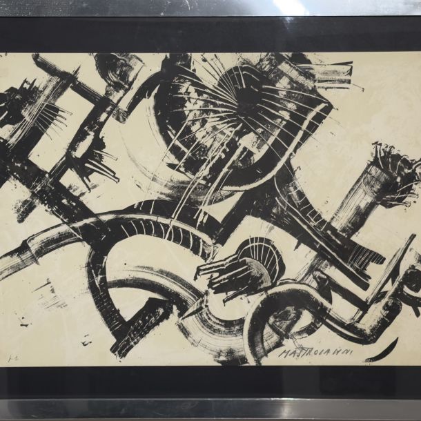 MASTROIANNI UMBERTO (1910 - 1998) “Senza titolo” 1970 Litografia numero 1 / 75 Firmata e numerata dall’artista Etichetta al retro stampata in Biella da Sandro Maria Rosso editore-stampatore con tiratura e autentica